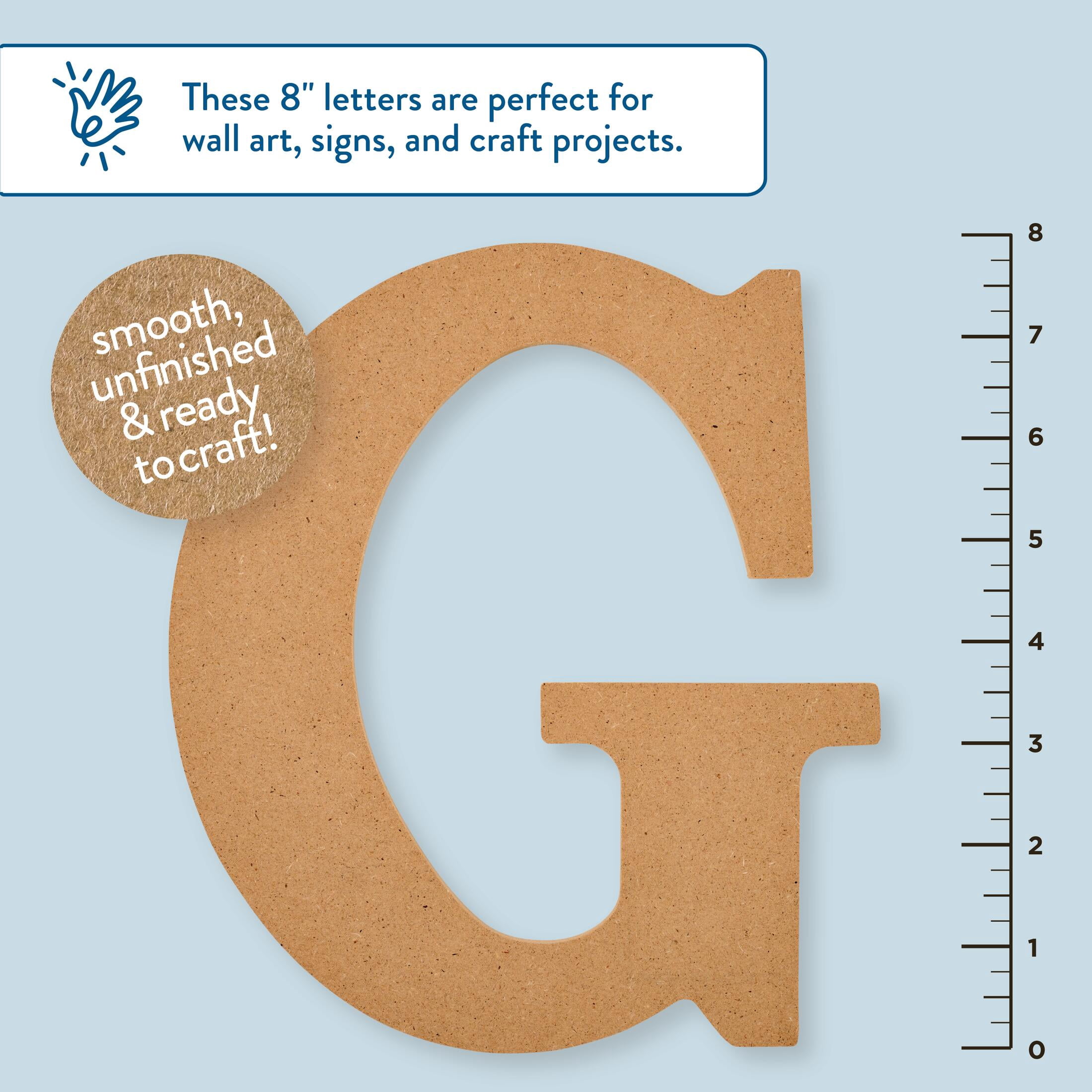 Plaid Unfinished Wood MDF 8" Letter for DIY Arts and Crafts, G