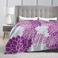 thumbnail image 3 of Vintage Purple Flower Pattern Throw Blanket, Super Soft Anti-Pilling Flannel Bed Blankets, 80"x60", 3 of 8