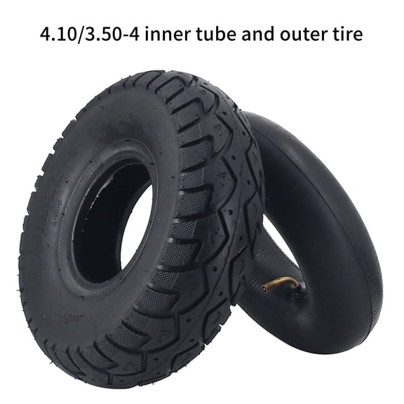 10" Heavy-Duty Replacement Tire 4.10/3.50-4 Tire and Inner Tube by Air Filled, with TR87 Bent Valve Stem, work for Wheelbarrow Hand Truck and more.