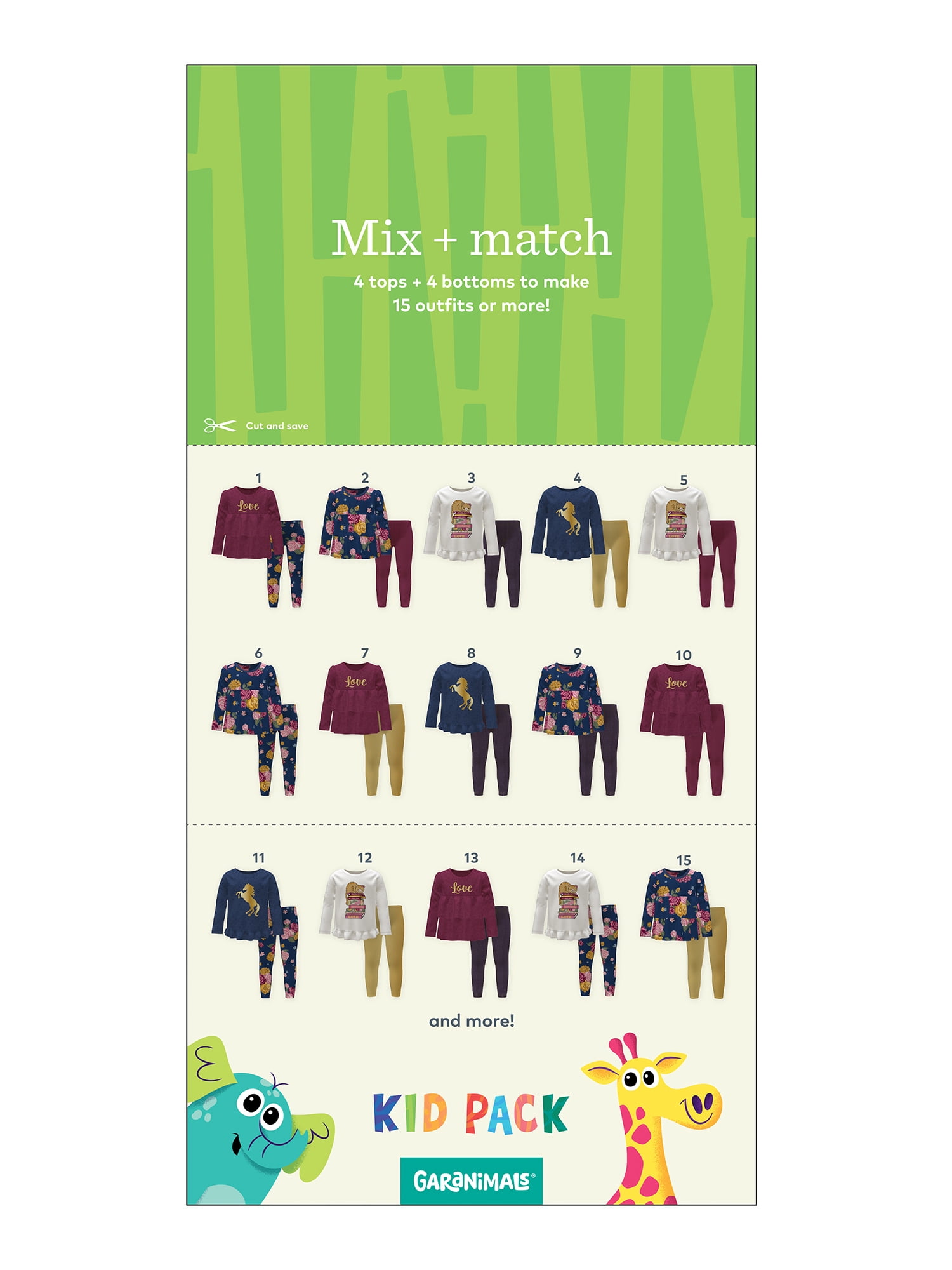 Garanimals Toddler Girls’ Mix & Match Outfits Kid-Pack, 8-Piece, Sizes 12M-5T