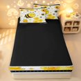 thumbnail image 4 of Erosebridal Cute Bee Zipper Full Size Comforter Sets with Fitted Sheet and 2 Pillowcases,Kawaii Daisy Floral Zipper Bedding Set,White Silver,Black Reversible,4pcs, 4 of 8