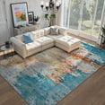 thumbnail image 3 of RUG ROBOT Abstract Living Room Rug 9'x12', Soft Washable Area Rugs for Bedroom Non Slip, Ultra Thin Low Pile Modern Large Carpet for Dining Room Office Kitchen, Yellow/Blue, 3 of 11