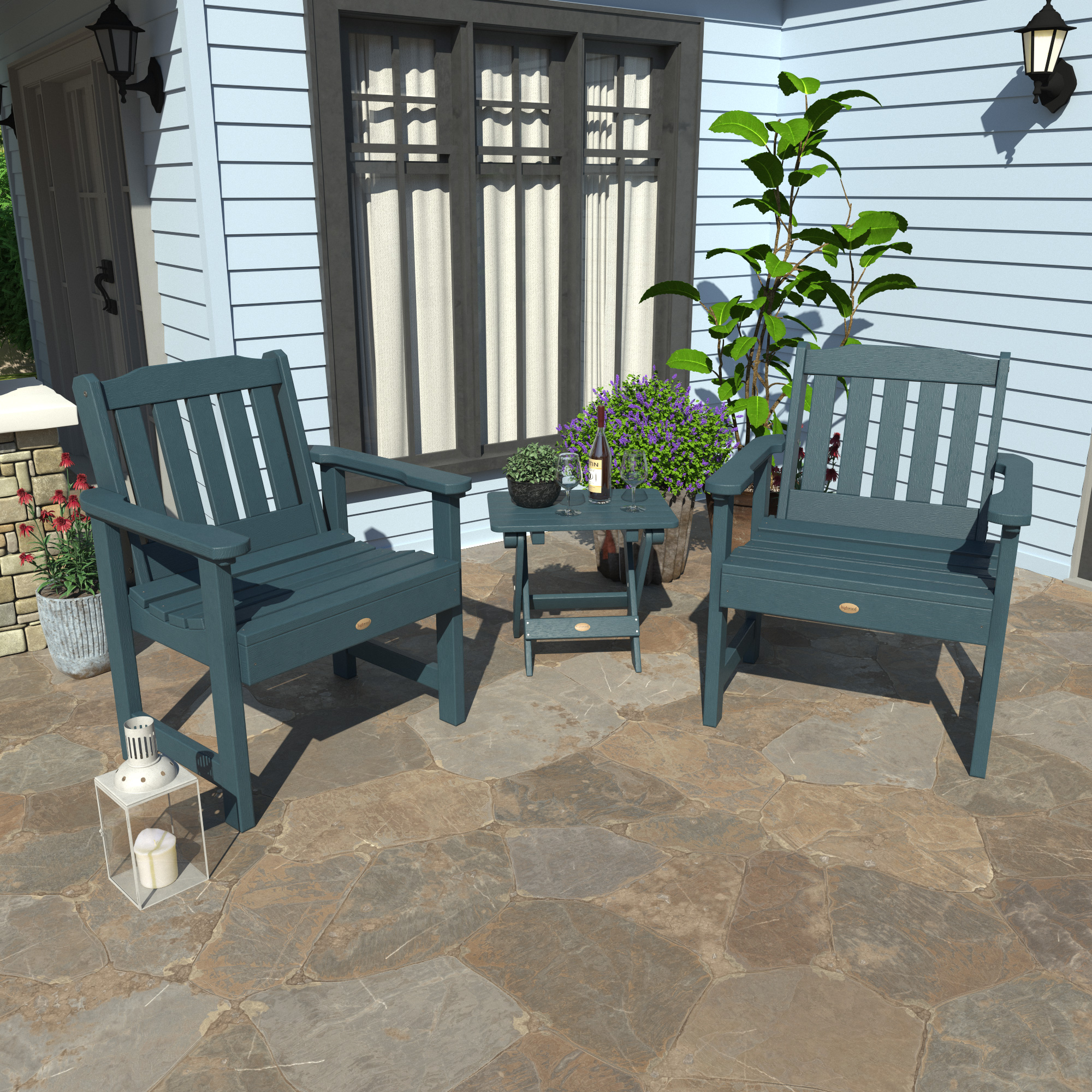Highwood 3pc Lehigh Garden Chair Set with 1 Folding Adirondack Side Table - image 2 of 6