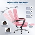 thumbnail image 4 of Vyrox Ergonomic Executive Office Chair with Massage Lumbar Support & Footrest, Reclining High-Back PU Leather Desk Chair, Pink, 4 of 7