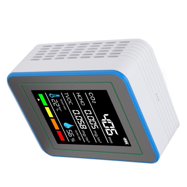 5 En 1 Monitor De Aire Interior, Detector De Medidores De Del Aire Recargable Portátil Con CO2 TVOC HCHO Temperatura Detección De Humedad, Para El Hogar