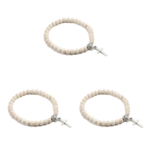 Maytalsory Blended Wide Application Bracelets With Cross Pendant Versatile And Trendy Cross Pendant Bracelets Yellow thread pine 3Set