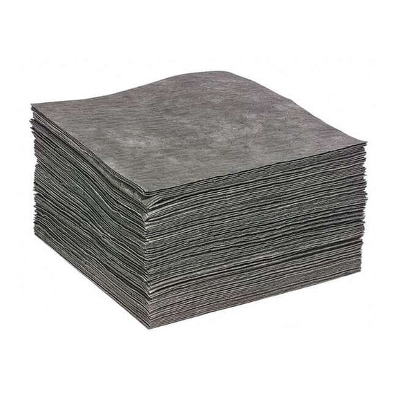 Spilltech Sorbent Pad, 23 gal, 15 in x 19 in, Universal, Gray, 100 PK GPL100M