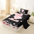 thumbnail image 2 of Erosebridal Letter L Twin Sheet Sets for Girl, Cherry Blossoms Bedding, Black Pink, 3pcs, 2 of 5