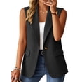 thumbnail image 2 of longantii Women's Summer Blazers Basic Sleeveless Lapel Collar Blazer Vest Slim Fit Business Suit Single Button Wear with Multi-Pocket Black M, 2 of 5