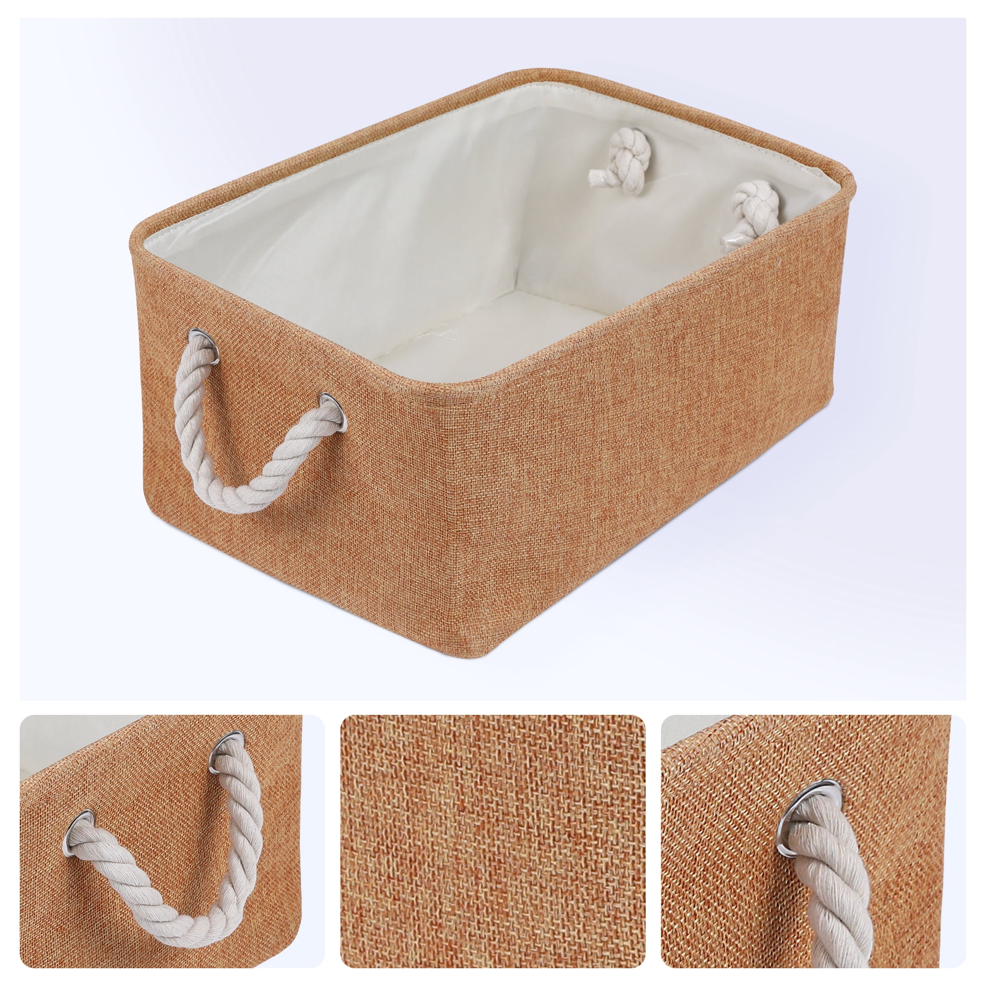Unique Bargains Storage Bin with Handles for Closet Organizers Rose Gold 14.2"x10.2"x6.3"