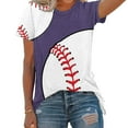 thumbnail image 2 of Women's Fashion 2024 Dressy Casual Tops Short Sleeve Loose Fit Flowy Tunic Tops Round Neck Blouse Vintage Baseball Graphic Tops Basic Tees for Sports Summer Clothes for Teen Girls Navy T Shirts M, 2 of 4