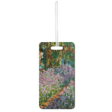 - Monet Irises In Monets Garden Large Hard Plastic Double Sided Luggage Identifier Tag