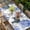 Blue, variant on Purple Ombre Spring Floral Table Cloths for 3 Foot Rectangle Tables, Summer Botanical Flowers Patio Waterproof Elastic Fitted Tablecloths, Washable Rectangular Table Cover for Camping