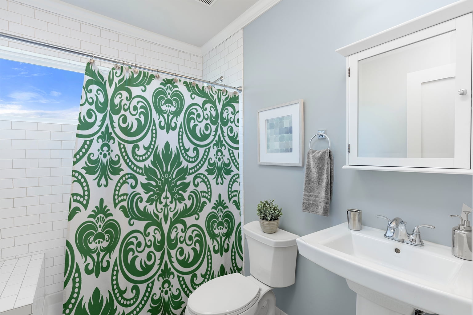 Simply Daisy 70" W x 73" L Alexys Polyester Shower Curtain, Green [1 Ct]