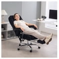 thumbnail image 2 of Vinsetto Black Massage Executive Office Chair, Heated Reclining Computer Chair with Footrest, Velvet Polyester Swivel Desk Chair for Home Office, 26.5"W x 28.25"D x 46.75"H, 2 of 9
