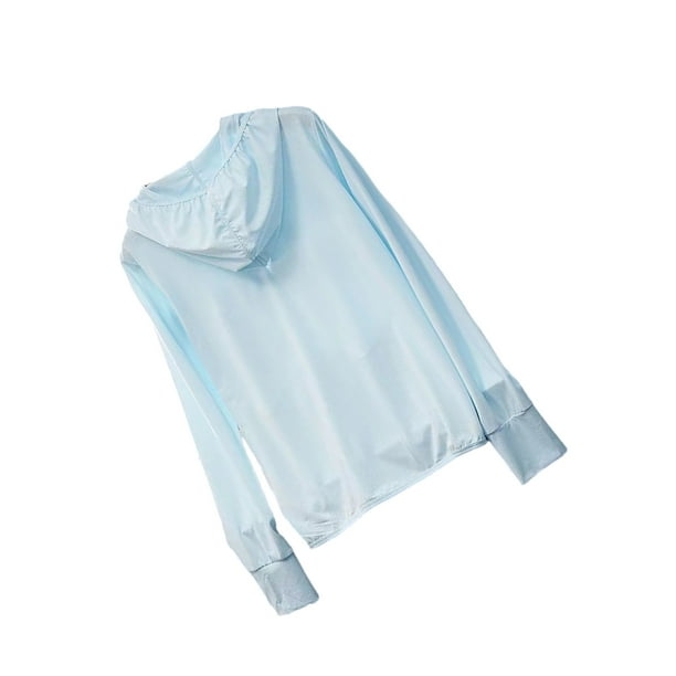 Qarigey Abrigo Ropa de protección solar Sudadera con capucha Protector solar Chaqueta elástica para exteriores Ropa deportiva Prendas para la parte del cuerpo Azul S