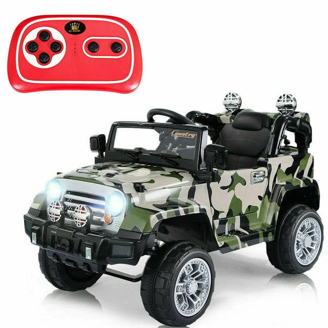 Gymax Voiture Électrique pour Enfants 12V Camion Télécommande RC Camouflage