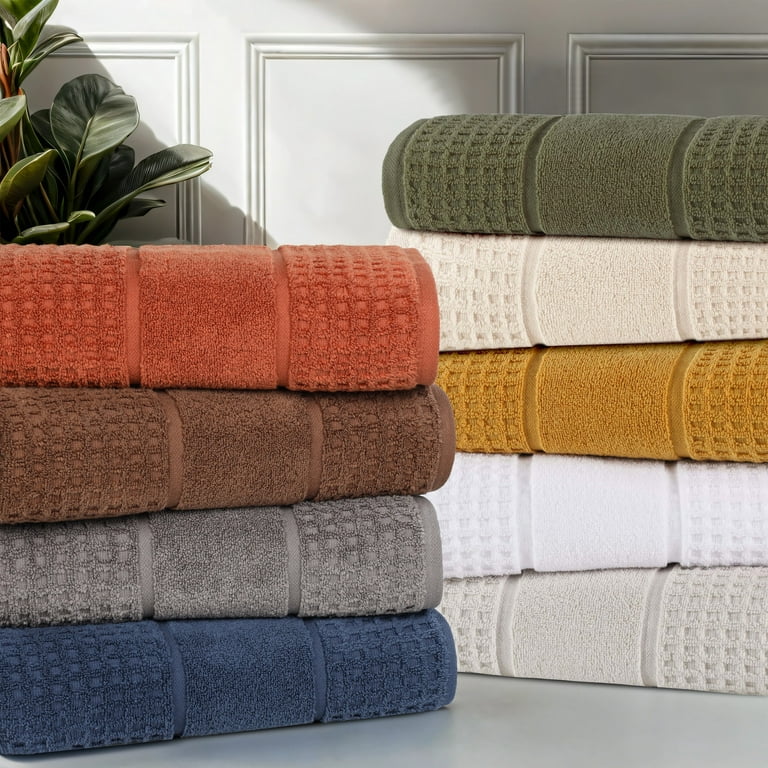 Superior Zero Twist 12-Piece Cotton Face Towel Set, Waffle Border