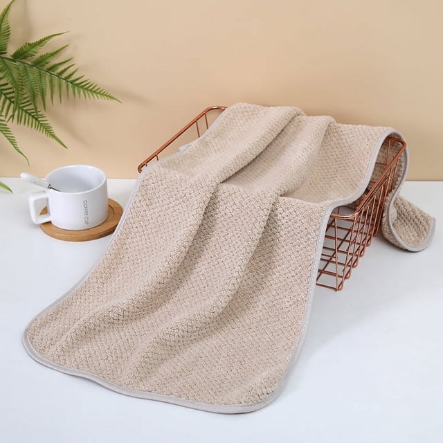 Nvzi Toalla de vellón de coral de alta densidad, 6 piezas, toalla de mano de algodón suave para el hogar, súper suave y altamente absorbente, 27,56 x 55,12 pulgadas (color café)