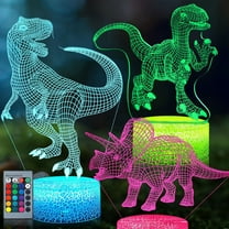 TiokMc 3D Dinosaur Night Light for Kids, 16-Color Changing Lamp with Timer, Remote & Smart Touch, 3 Patterns, Bedroom Decor for Boys and Girls