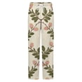 thumbnail image 5 of Pink Flowers Cream Background Pattern Winter Female Pants Flannel High Waist Women Pants Lady Warm Straight Leg Plush Trousers, 5 of 7