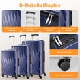 thumbnail image 5 of HOTEEL Carry On Luggage 3 Piece 20 inch Lightweight Travel Luggage Set, ABS+PC Hardside Suitcase with Duffel Bag and Toiletry Bag(Navy), 5 of 10
