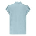 thumbnail image 2 of tklpehg Business Casual Tops for Women Short Sleeve Shirts Solid Color Tops Comfortable Notch Neck Eyelet Ruffle Basic Tops for Women Leisure Relaxed Fit Blouse Light Blue 8(L), 2 of 9