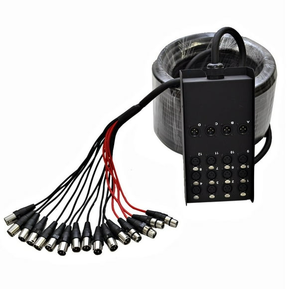 Snake Cable Seismic Audio 12 canales XLR de 100 pies con divisor