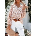 thumbnail image 3 of Sociala Women's Button Down Blouses Bohemian Top Shirts Print Long Sleeve Chiffon, 3 of 6