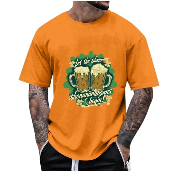 PNTUTB St. Patrick's Day Men's Fashion Print Casual Crew Neck Pullover Loose Comfortable Short Sleeve Tops