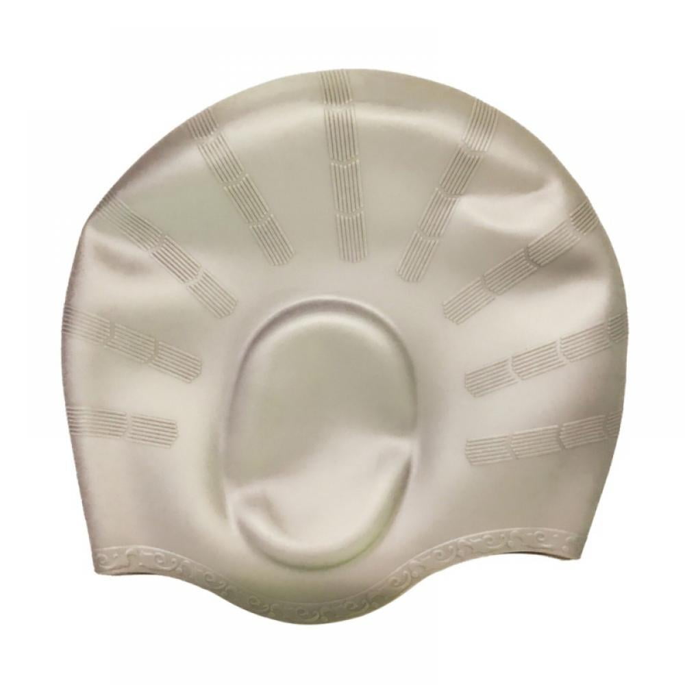 Long Hair Swim Cap with Ear Cover Waterproof Elastic Swimming Cap Non
