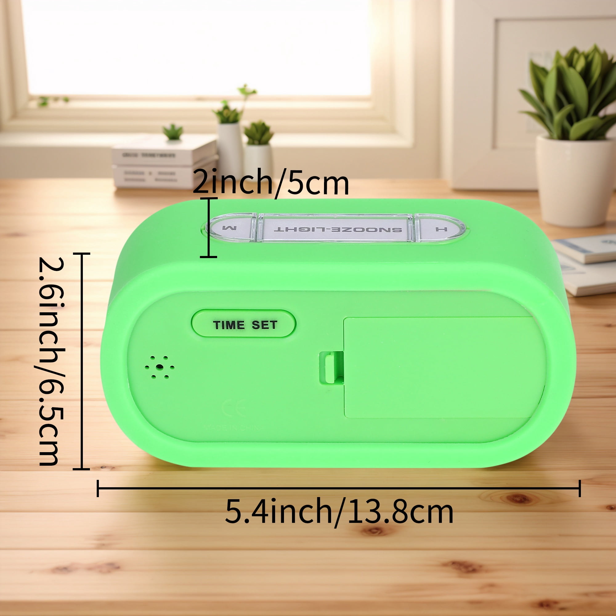 Unique Bargains 2 Pcs Oval Digital Alarm Clock Adjustable Alarm Snooze Green