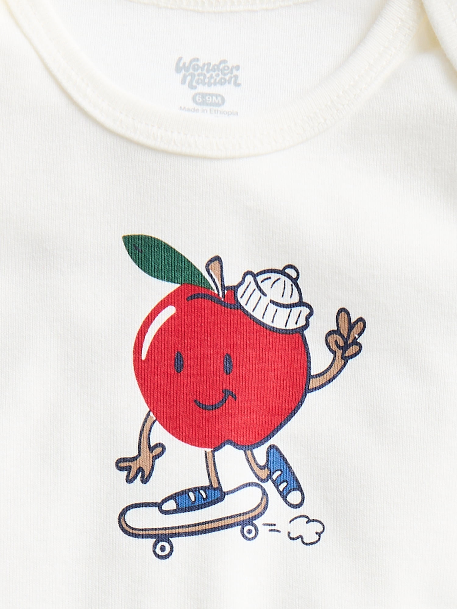 Wonder Nation Baby Boys' Graphic Cotton Bodysuit with Short Sleeves, Sizes 0M-24M