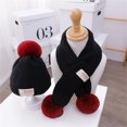 thumbnail image 1 of 2 PCS Baby Hat Scarf Set Infant Girls Boys Baby Scarves Fleece Beanie with Pom Pom Sets,Black,1-3 Years, 1 of 3
