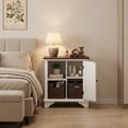thumbnail image 4 of iooHug modern bedside table also serves as a side table and comes with two woven grass baskets, suitable for both bedrooms and living rooms.(White), 4 of 7
