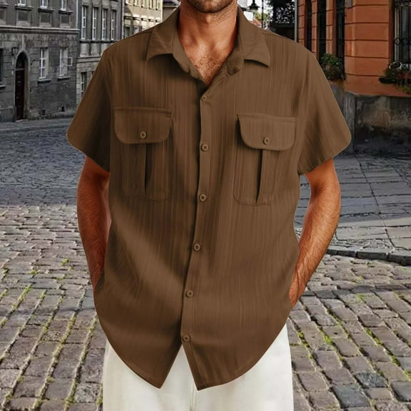 ZZHZGZ 4Th of July Mens White Dress Shirt Slim fit Men Fashion Casual Top Shirt Comfortable Solid Color Button Shirt Top Short Sleeve Tops Late July Shirts for Men Xl