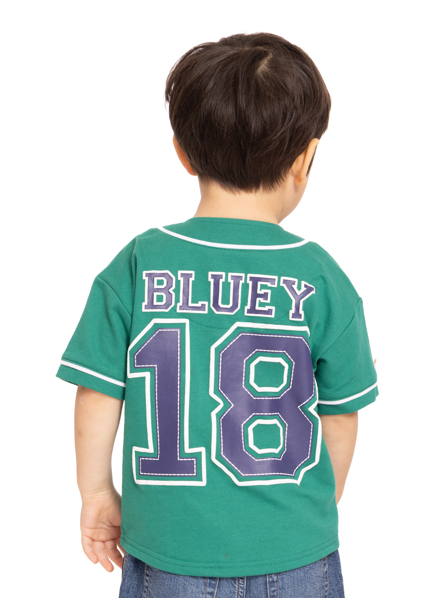 Bluey Toddler Button Down Baseball Jersey with Short Sleeves, Sizes 12M-5T