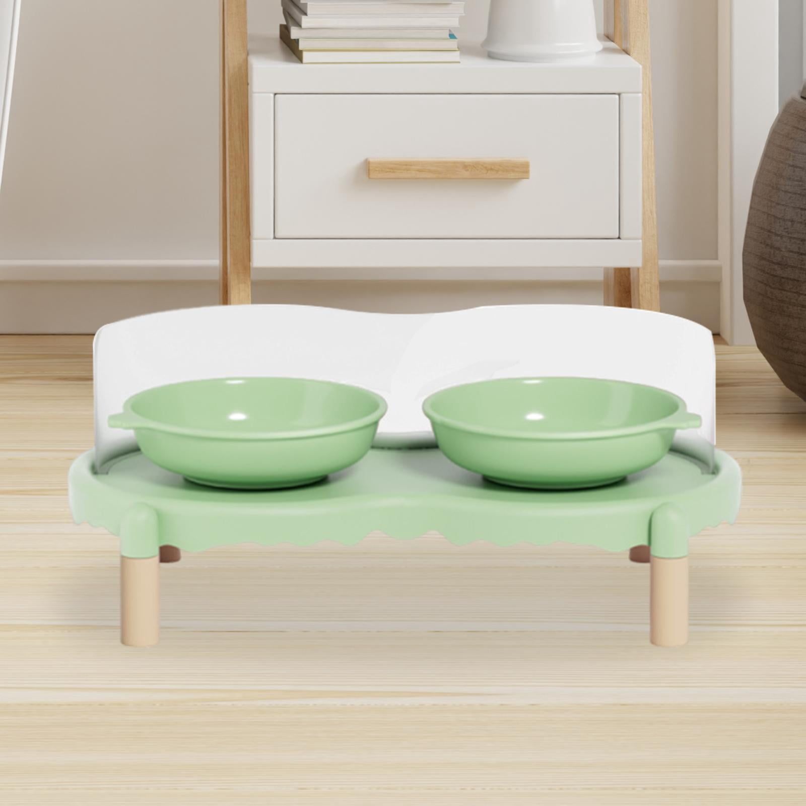 FashionCha Ceramic Elevated Cat Bowls Feeding Bowls Cat Dishes for Puppies Kittens Cats Green