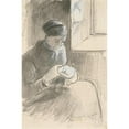 thumbnail image 2 of Camille Pissarro 11x14 Gold Ornate Wood Frame and Double Matted Museum Art Print Titled - The Mender (C. 1881), 2 of 4