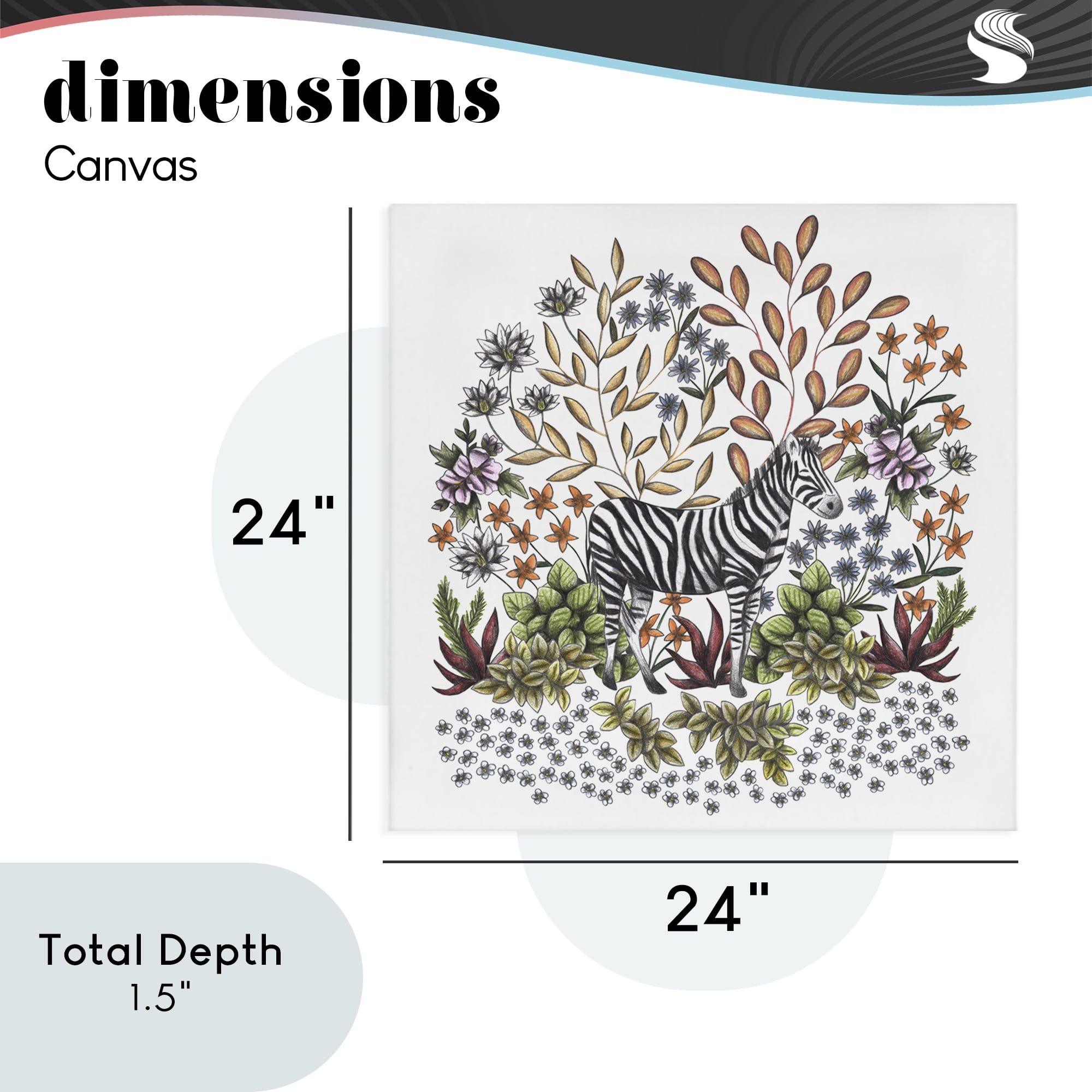 Jungle Wildlife Zebra Canvas Wall Art, design by Cecilia Battaini