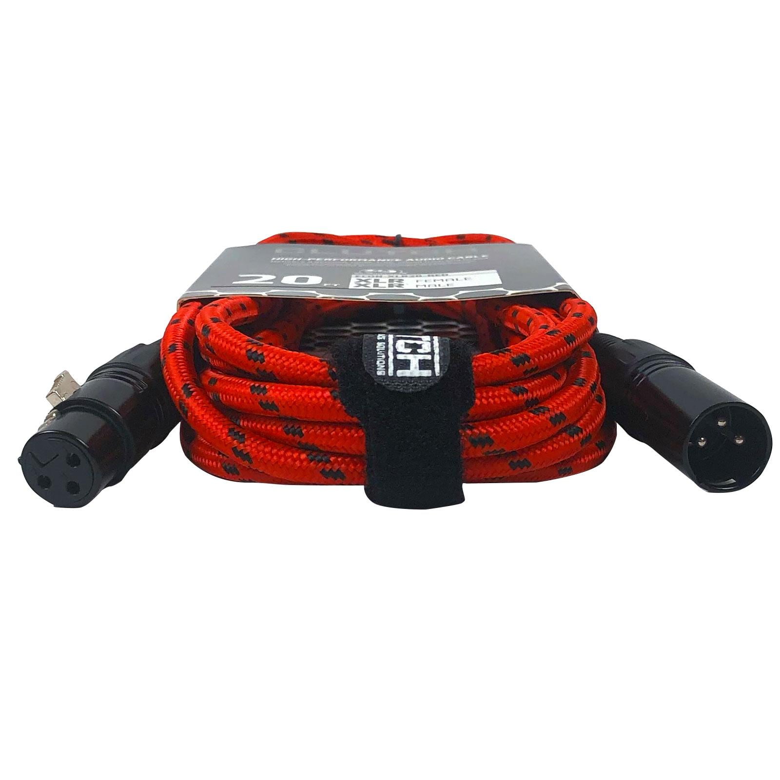 Clutch 20' Red Braided Sure-Fit XLR Female to XLR Male Microphone / Speaker Cable (4 pack)