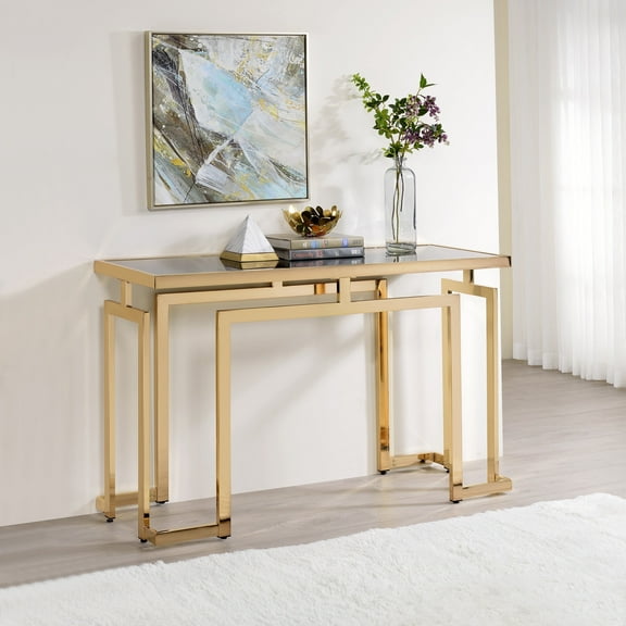 Pelmont Glass Top Rectangle Console Table, Gold