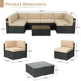 thumbnail image 3 of YODOLLA 7-Piece Patio Furniture Set on Sale, Black Rattan Wicker Outdoor Sectional Sofa Couch with Table Patio Conversation Set for Lawn& Backyard In Beige, 3 of 9