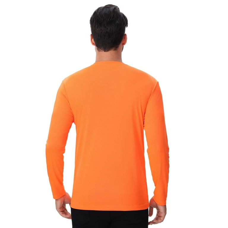Hi Vis Long Sleeve Work Safety Shirt, S Size Neon Orange T-Shirt