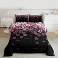 thumbnail image 2 of Homewish Cute Cartoon Sakura Bedding Comforter Set,Japanese Cherry Blossom Twin Comforter Sets,Pink Black Bedding Set For Girl,Breathable Home Decor Reversible,2 Pieces, 2 of 8