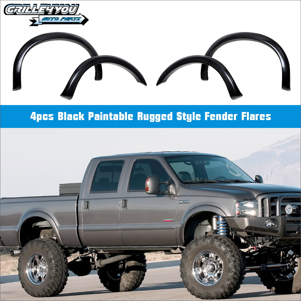 F-350 Super Duty Black Paintable Rugged Style Fender Flares 99-07 Ford F-250