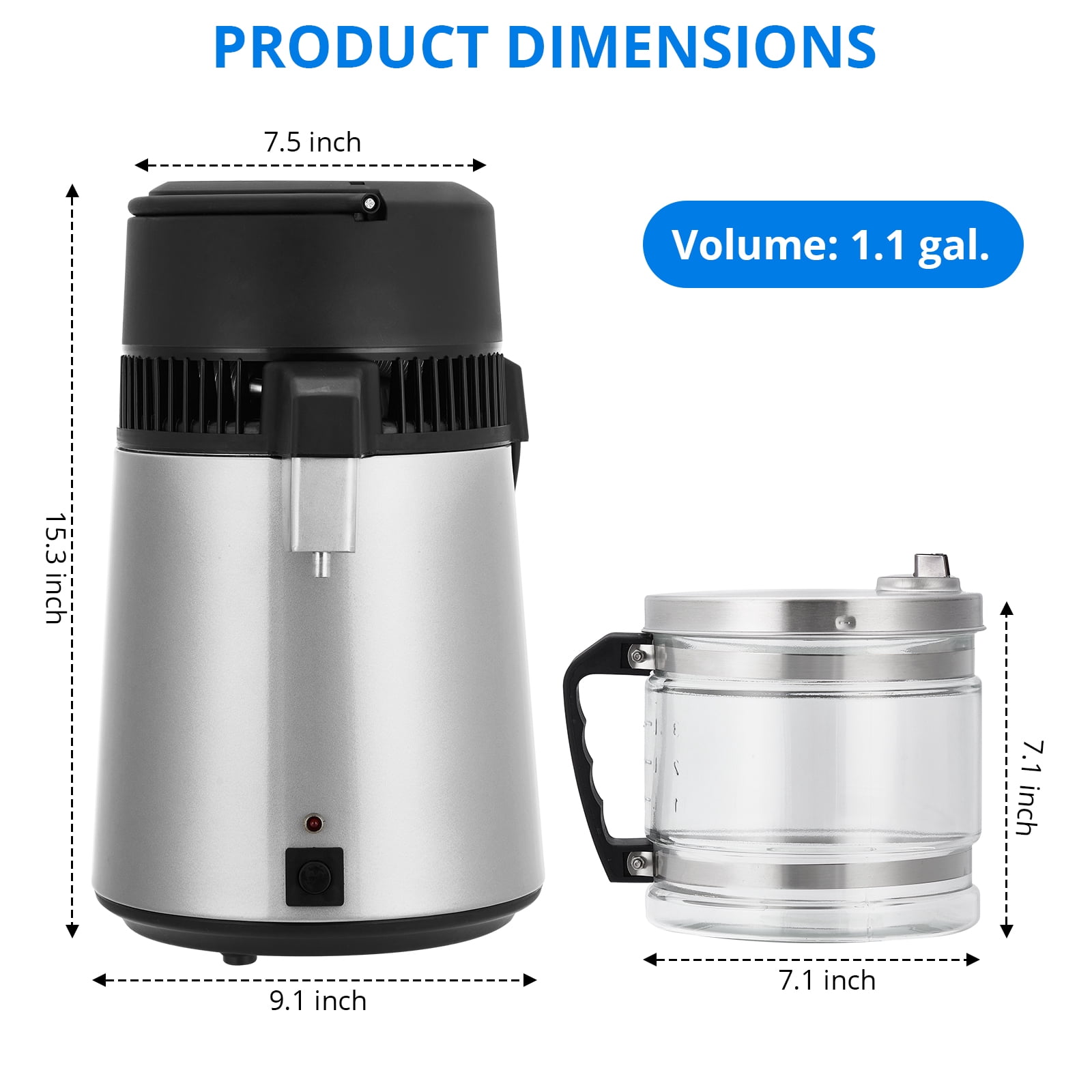 Countertop Water Distiller for Home, 1 Gallon / 4L Stainless Steel Distilled Water Make,  Electric Water Distillers Kit,750W Electric Distilling Machine for Drinking Water