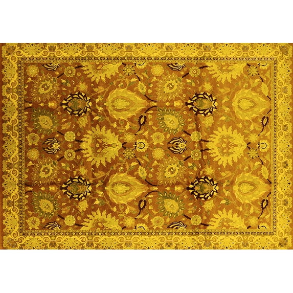 Ahgly Company Indoor Rectangle Oriental Yellow Industrial Area Rugs, 4' x 6'