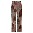 thumbnail image 6 of Red Ornate Arch Collage Pattern Winter Female Pants Flannel High Waist Women Pants Lady Warm Straight Leg Plush Trousers, 6 of 7
