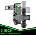 thumbnail image 2 of Adjustable Trailer Hitch, 5 Inch Drop Hitch Ball Mount Fits 2-Inch Receiver, Tow Hitch with Dual Solid Ball 2" and 2-5/16", Black (5" Drop), 2 of 5